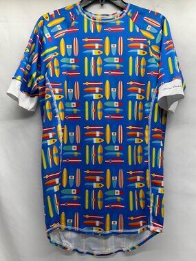De Soto Men's Surfboard Print Skin Cooling Triathlon Shirt Large Made in USA